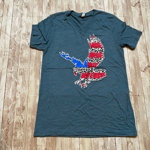 Large blue eagle v-neck tshirt